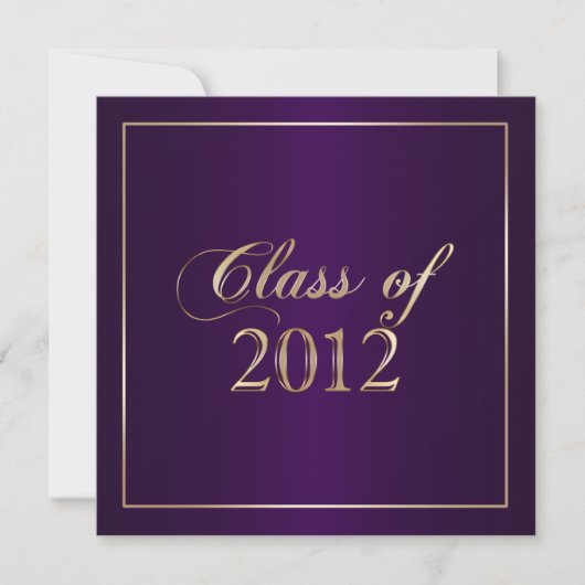 Elegant Paars and Gold Class of 2012 Invitation Kaart (Voorkant)