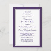 Elegant Paars and White Border REHEARSAL DINNER I Kaart (Voorkant)