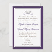 Elegant Paars and White Border Wedding Invite Kaart (Voorkant)