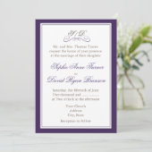 Elegant Paars and White Border Wedding Invite Kaart (Staand voorkant)