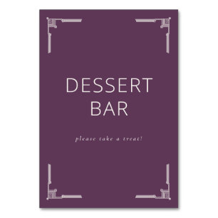 Elegant paars art-deco bord voor de dessertbar kaart