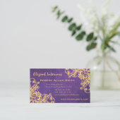Elegant Paars Baroque Damask Renaissance Grunge Visitekaartje (Staand voorkant)