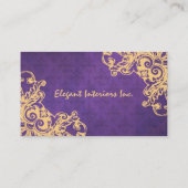 Elegant Paars Baroque Damask Renaissance Grunge Visitekaartje (Achterkant)