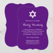 Elegant Paars Bat Mitzvah Uitnodiging (Voorkant / Achterkant)