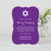 Elegant Paars Bat Mitzvah Uitnodiging (Staand voorkant)