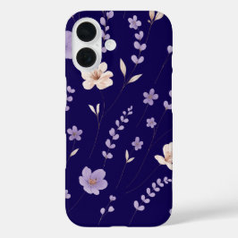 Elegant Paars & Beige Bloemmotief iPhone 16 Hoesje