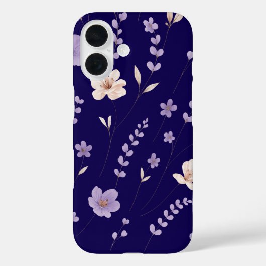 Elegant Paars & Beige Bloemmotief Case-Mate iPhone Case (Achterkant)