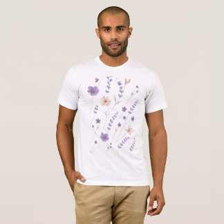 Elegant paars & beige bloempatroon t-shirt
