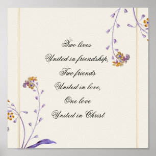 Elegant  Paars Beige Floral Inspirerend Poster