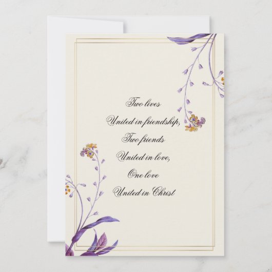  Elegant Paars Beige Floral Inspirerend Save The Date (Achterkant)