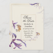  Elegant Paars Beige Floral Inspirerend Save The Date (Voorkant / Achterkant)