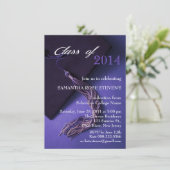Elegant Paars Black Afstudeerder Pet Graduparty Kaart (Staand voorkant)