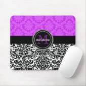 Elegant Paars Black Damask gepersonaliseerd Muismat (Met muis)