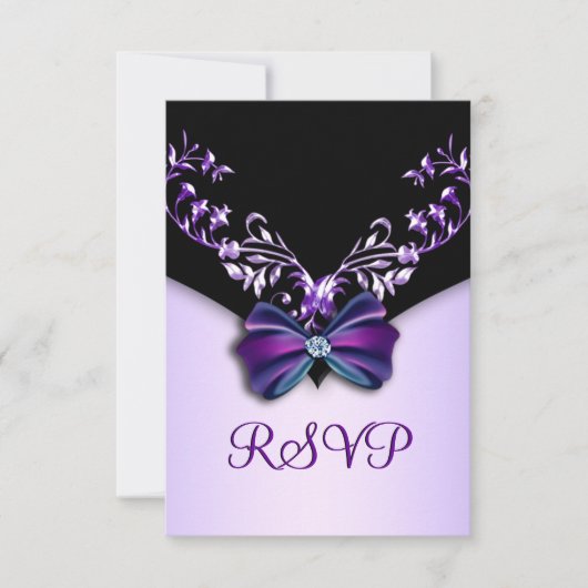 Elegant Paars Black Diamond Bow RSVP (Voorkant)