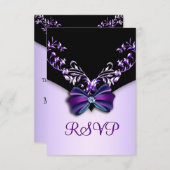 Elegant Paars Black Diamond Bow RSVP (Voorkant / Achterkant)