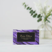 Elegant Paars Black Gold Glitter Wedding Planner Visitekaartje (Staand voorkant)