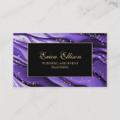 Elegant Paars Black Gold Glitter Wedding Planner Visitekaartje (Voorkant)