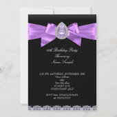 Elegant Paars Black Jewel Foto Birthday Party Kaart (Achterkant)