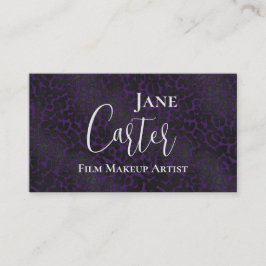 Elegant Paars Black Leopard Film Makeup Artist Visitekaartje