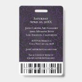 Elegant Paars Black Leopard VIP All Access Pass Badge (Achterkant)