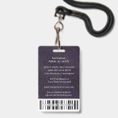Elegant Paars Black Leopard VIP All Access Pass Badge (Achterkant met lanyard)
