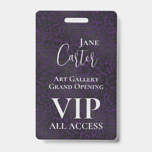 Elegant Paars Black Leopard VIP All Access Pass Badge (Voorzijde)