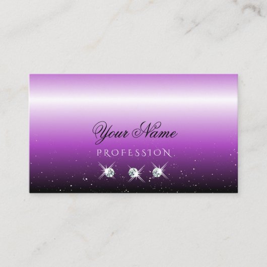 Elegant Paars Black Ombre Sparkle Jewels Trendy Visitekaartje (Voorkant)