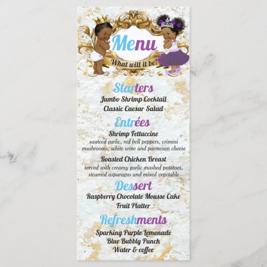 Elegant Paars | Blauw Afrikaans geslacht Foto make Menu (Voorkant)