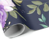 Elegant paars, blauw bloem cadeaupapier (Rol Hoek)