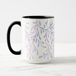 Elegant paars & blauw botanisch bladpatroon mok