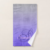 Elegant Paars blauw grijs monogram Bad Handdoek (Handdoek)