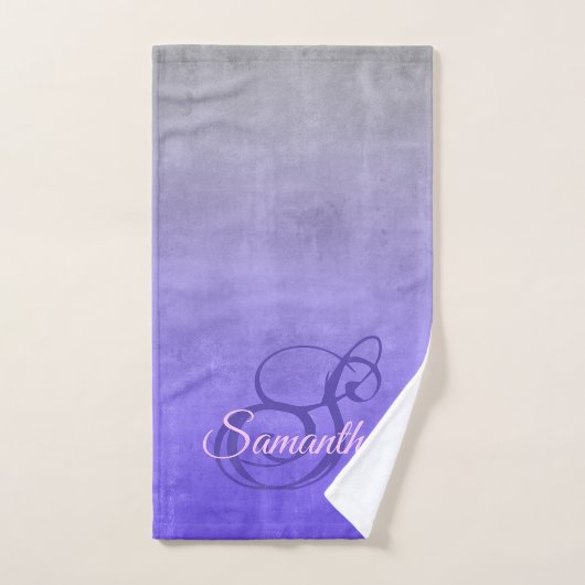 Elegant Paars blauw grijs monogram Bad Handdoek (Handdoek)