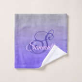 Elegant Paars blauw grijs monogram Bad Handdoek (Wasdoekje)