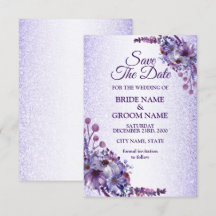 Elegant Paars Blauw Roze Floral Glitter Wedding