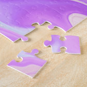 Elegant Paars Blauw Wit Abstract Waterverf Legpuzzel (Zijkant)