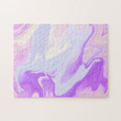 Elegant Paars Blauw Wit Abstract Waterverf Legpuzzel (Horizontaal)
