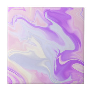 Elegant Paars Blauw Wit Abstract Waterverf Tegeltje