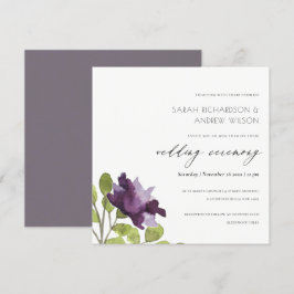 ELEGANT PAARS BLAUWE Aquarel FLORALE TROUW Kaart
