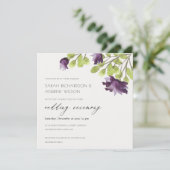 ELEGANT PAARS BLAUWE WATERVERF FLORAAL WEDING KAART (Staand voorkant)