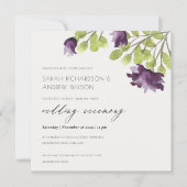 ELEGANT PAARS BLAUWE WATERVERF FLORAAL WEDING KAART (Voorkant)