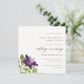 ELEGANT PAARS BLAUWE WATERVERF FLORAAL WEDING KAART (Staand voorkant)