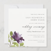 ELEGANT PAARS BLAUWE WATERVERF FLORAAL WEDING KAART (Voorkant)