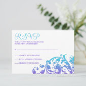 Elegant Paars Blauwgroen Vlaams Bat Mitzvah RSVP (Staand voorkant)