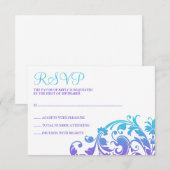 Elegant Paars Blauwgroen Vlaams Bat Mitzvah RSVP (Voorkant / Achterkant)