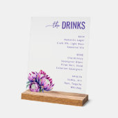 Elegant Paars Bloemendranken Menu Acryl Bord (Hoek)
