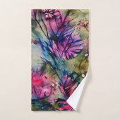 Elegant Paars Bloemmotief Bad Handdoek (Handdoek)