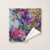 Elegant Paars Bloemmotief Bad Handdoek (Wasdoekje)