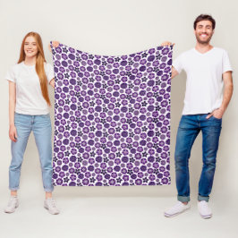 Elegant Paars Bloemmotief Fleece Deken