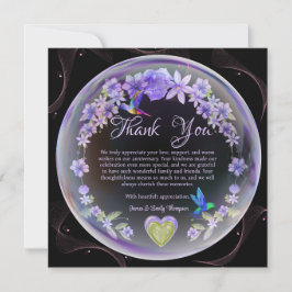 Elegant Paars Bloemstuk Bruiloft Trouwdag Koppel Bedankkaart