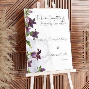 Elegant Paars Bloemstuk Op Maat Trouw Welkom Bord Poster